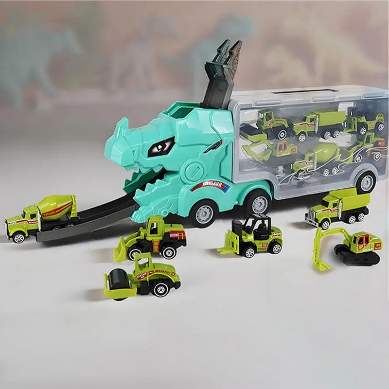 Dinosaur Car Carrier Truck Educational Transport Truck Car Toys With Ejection Race Track Mega Hauler Toy Fun KidsMotor Vehicle