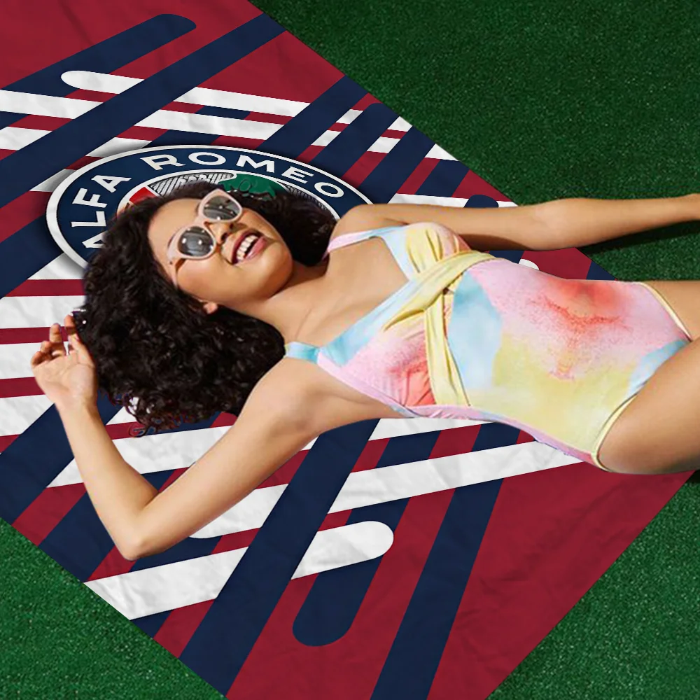 Fashion Alfa R-Romeo LOGO Microfiber Blanket Quick Drying Beach Towels Oversized Printing Super Absorbent Pool Towel Blanket 5