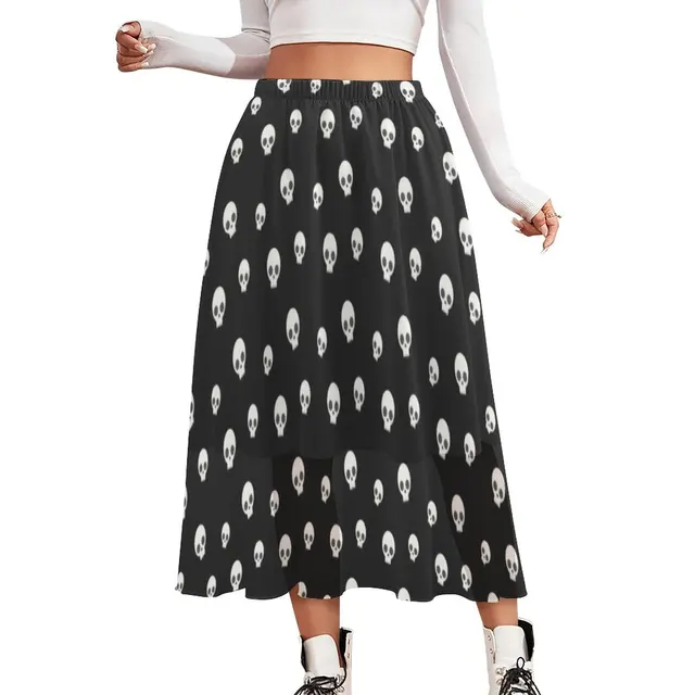 Realistic Skull Skirt Cool Skeleton Print Cute Boho Skirts