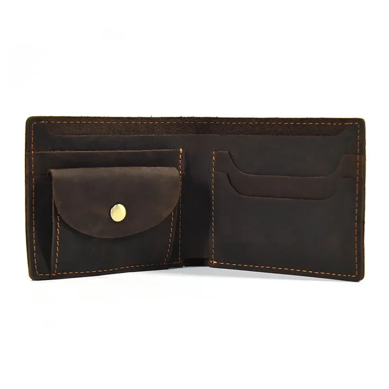 Retro Genuine Leather Mens Wallet with Coin Pocket Zipper Italian Leather Wallets Mens 4