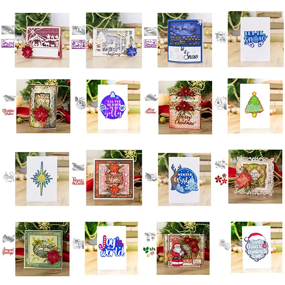 

Christmas Santa Deer Greeting Metal Cutting Dies Cut Die Mold 2022 New Scrapbook Paper Craft Knife Mould Blade Punch Stencil
