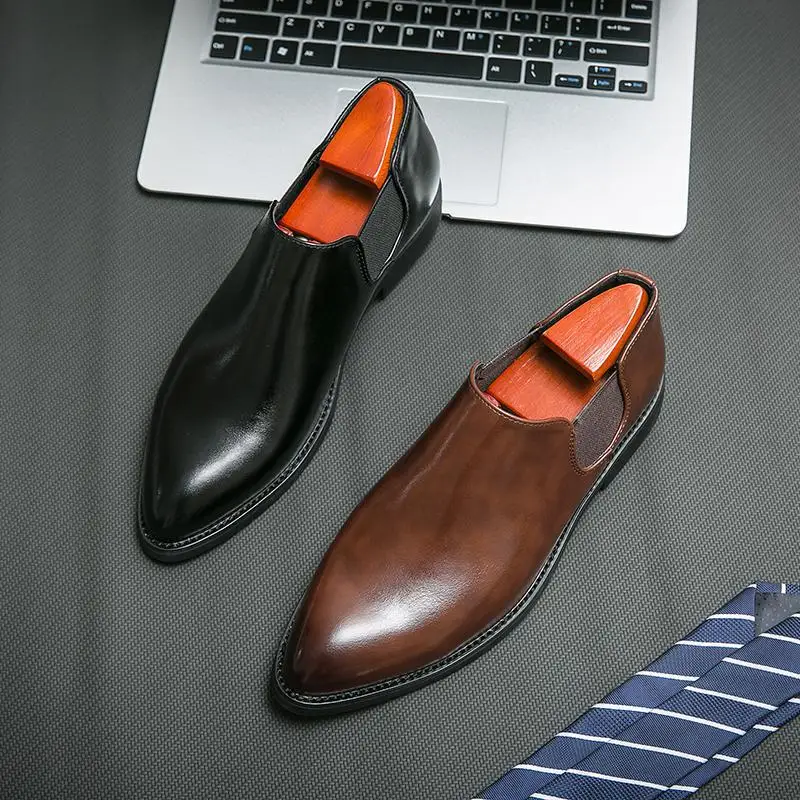 

Middle School Student Leather Shoes Men's Black Leather Shoes for Teenagers and Older Children Genuine Leather England Style Cam
