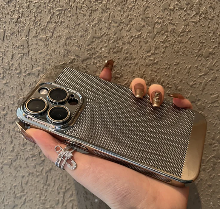 【 High Quality 】 Silver Plated Heat Dissipation Phone Case iphone15 New iPhone 15Promax Premium 13 Sets 14 Anti Drop 12_voghion.com