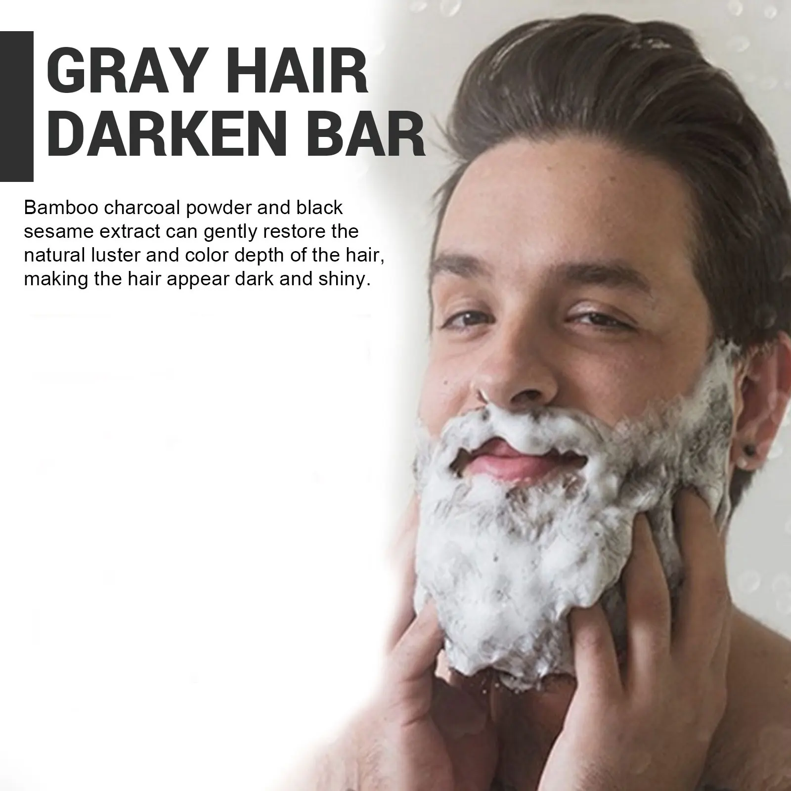 Darkening Hair Soap Deep Cleansing Blackening Beard Eyebrows Strengthen Nourish Repairing White Grey Hairs Treatment Shampoo Bar
