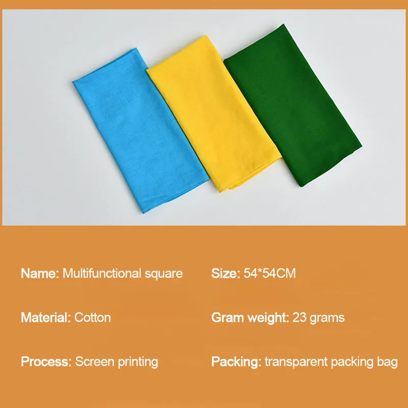 Fashion Hip Hop Cotton Bandana Square Scarf Unisex Outdoor Headbands Solid Color Sweat-Absorbing Outdoor Sports Scarf