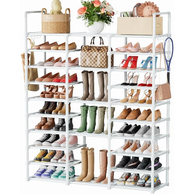 Mavivegue Organizador de zapatos de metal de 9 niveles, 50-55 pares de  almacenamiento grande y alto para zapatos, soporte para zapatos, estante