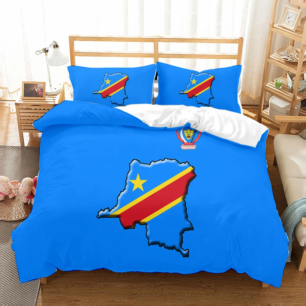 

Congo Flag Zaire DR 2-3Piece Quilt Cover 3D Print Bedding Duvet Cover African Bed Sheet Fashion Dropship Bedding Set