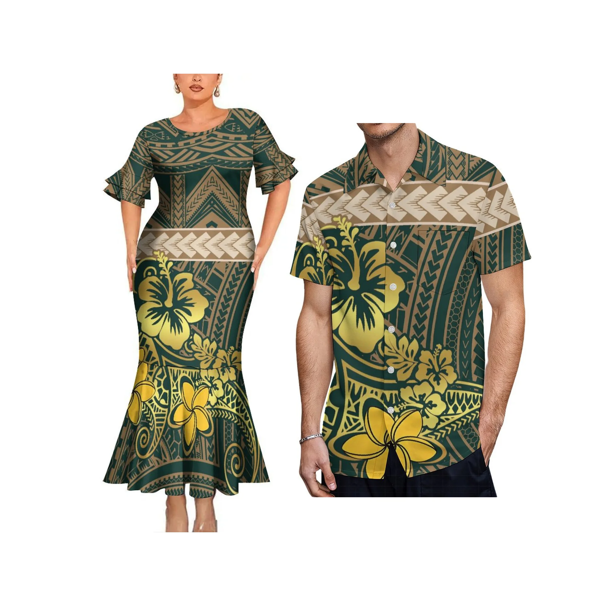 Custom Polynesian Tonga Tribal Maxi Mermaid Party Dress Plus Size Womens Dress 2024 New Style Long Fishtail Dress