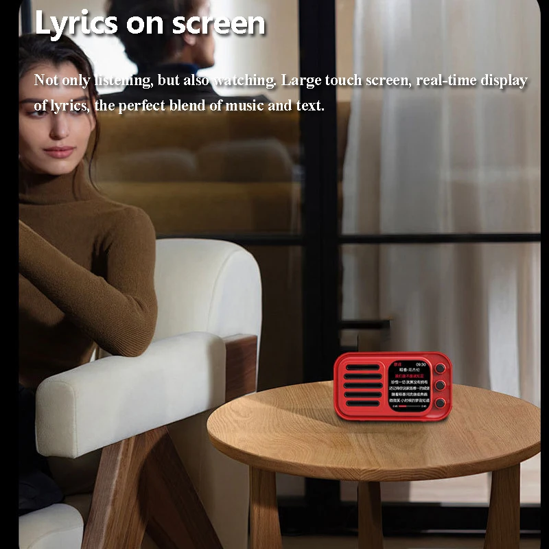 Mini Touch Screen Bluetooth Speaker Wireless Hifi TWS Stereo Soundbar Portable FM Music Player with Alarm Clock Lyrics Display