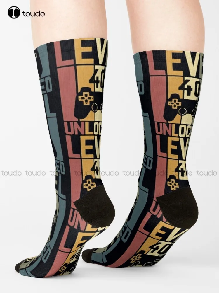 

Level 40 Unlocked - Gamer Birthday Gift Socks Socks For Men Unisex Adult Teen Youth Socks 360° Digital Print Hip Hop Gift Art