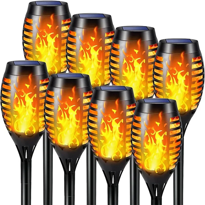 

NEW 1/2/4/6/8Pcs Solar Flame Torch Lights Flickering Light Waterproof Garden Decoration Outdoor Lawn Path Yard Patio Floor Lamps