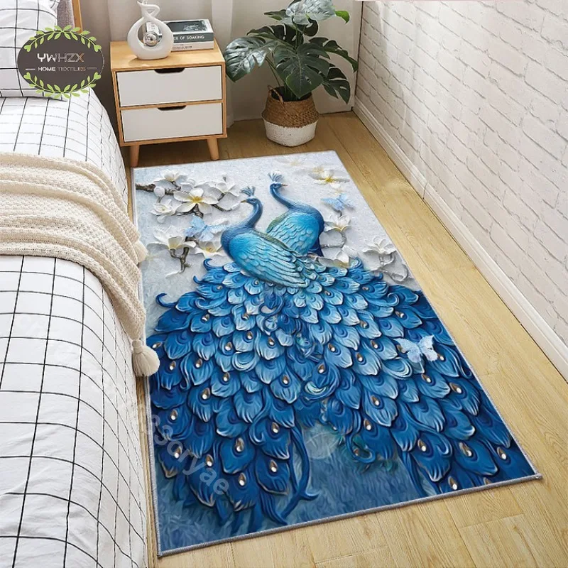 

Luxury Peacock Print Carpet for Floor Aesthetics Big Area Living Room Sofa Bedroom Rug Carpets Household Mat Art Home Decoration