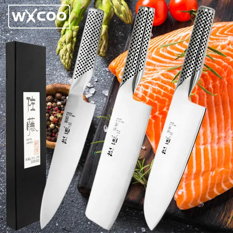 Набор японских кухонных ножей, острые резцы из нержавеющей стали, для шеф-повара, сантоку, приготовления лосося, суши