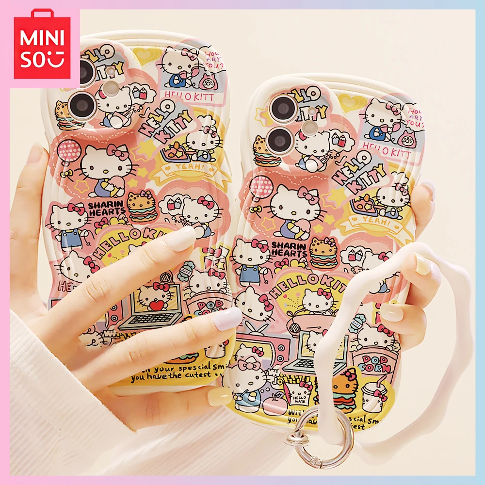 

Miniso Hello Kitty Iphone14 Promax All-Inclusive 13Pro Kawaii 12/11 Silicone Xr-Xs Phone Case for Girls Birthday Christmas Gift