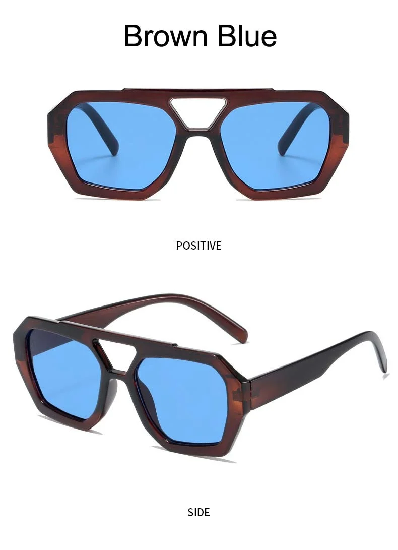 Módní čtvercové sluneční brýle Žena Vintage Značka Návrhář Sluneční brýle Dámské Retro Double Bridge Venkovní zrcadlo Oculos De_voghion.com