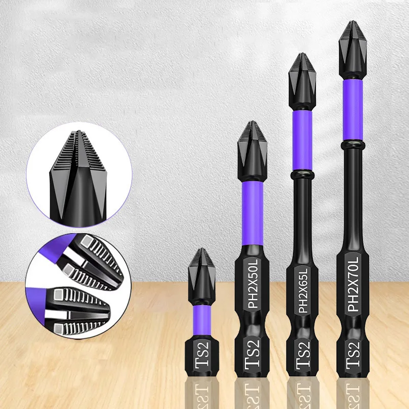 D1 Anti Non-slip Screwdriver Bits 25/50/65/70/90/150mm Magnetic Batch Head Impact Strong Cross Screwdriver Bits Power Hand Tools 10pcs 90mm ph2 cross bit drill head screwdriver bits hand tools anti slip electric hex shank magnetic screwdriver drill bit