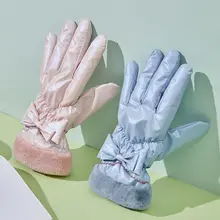 

Ski Gloves Female Winter Students Down Cotton Plus Velvet Warmth Thickening Cycling Cold-proof Bicycle Gloves Everyday Gloves