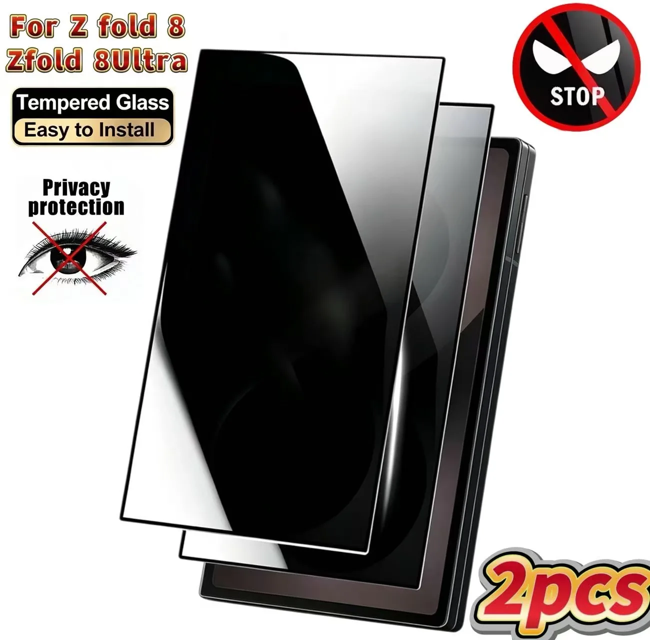 Premium Privacy Screen Protector (2-Pack) - Wear-Resistant, 9H Hardness, Clear Front View with Side View Blocking