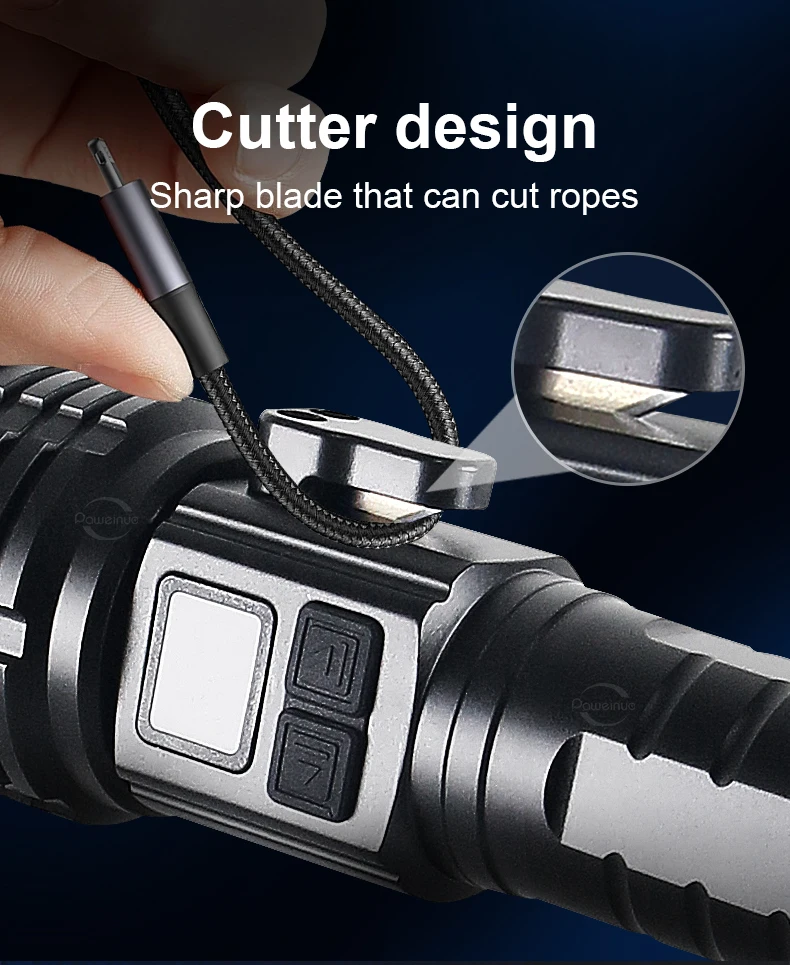 Description Picture 6 of item1500000 Lumens Portable Rechargeable LED Flashlight Magnetic Light With Side Knife Tactical Torch Camping Lantern Fishing Light