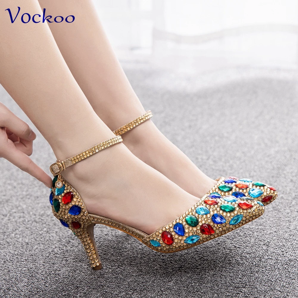 2024 New Arrivals Rainbow Color High Quality Decorate with Rhinestone Pointed Toe for Wedding