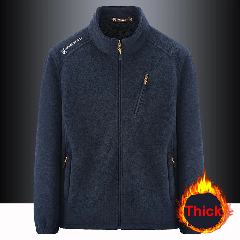 Fleece Jacket Men Spring Winter Warm Jackets Coats Solid Color Casual Fashion Fleece Outdoor Male Outerwear
