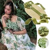 Women Victorian Wedding Tea Party Bonnet Handmade Lolita Retro Green Flower Bow Beach Sun Straw Weaving Hat French Pastoral Cap 2