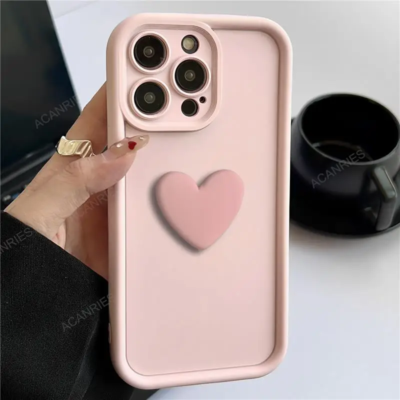 thumbnail image 1 of Funda de silicona con corazón de amor en 3d para Samsung Galaxy A54, A34, A24, A14, A04S, A05S, A15, 4g, 5g, cubierta trasera mate, A05, A04, 1 of 5