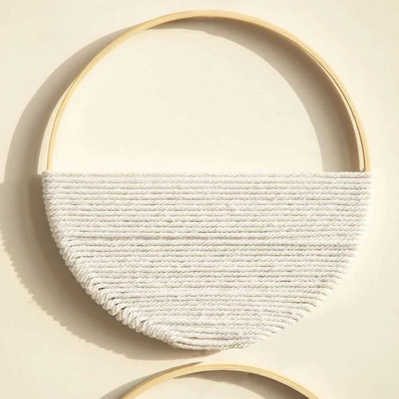 2Pcs Hand Woven Bohemian Wall Hanging Circular Wooden Cotton Rope Wall Decor Art Chic Bedroom Living Room Ideal Tapestries