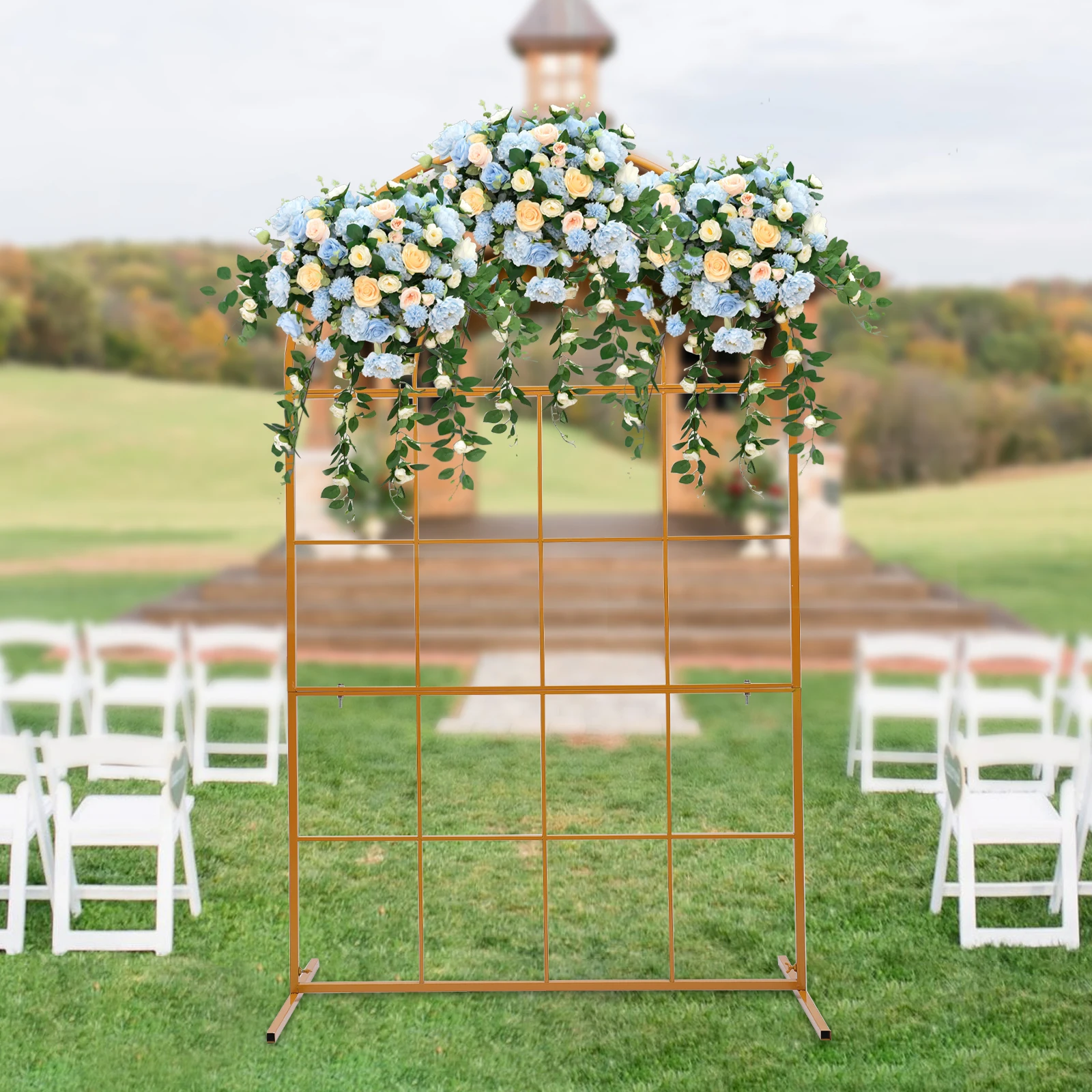 Bruiloft boog standaard metalen decoratie voor feest tuin evenement eenvoudig op te bouwen vrijstaand voor bruiloft en feesten (zwart, 230 x 230 cm