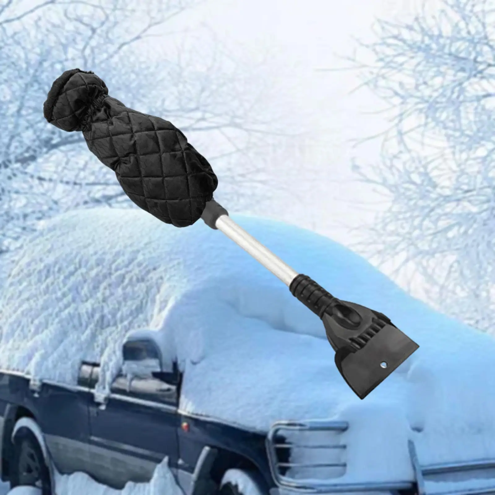 Retractable Car Windshield Ice Scraper with Glove Winter Car Accessories 41-56cm for Winter Lightweight Multifunctional Sturdy