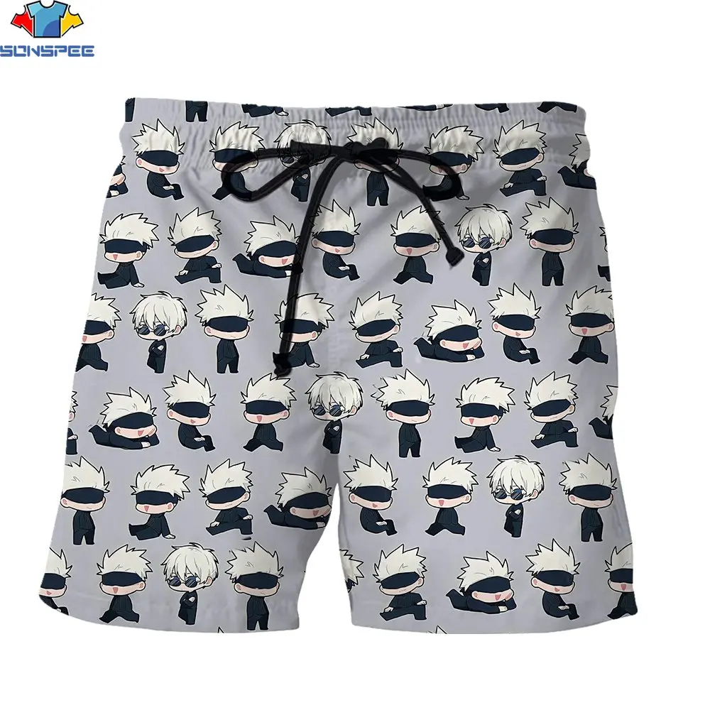 SONSPEE 3D Print Men's Cartoon Style Shorts Anime Jujutsu Kaisen Harajuku Tiling Pattern Summer Beach Outdoor Street Short Pants