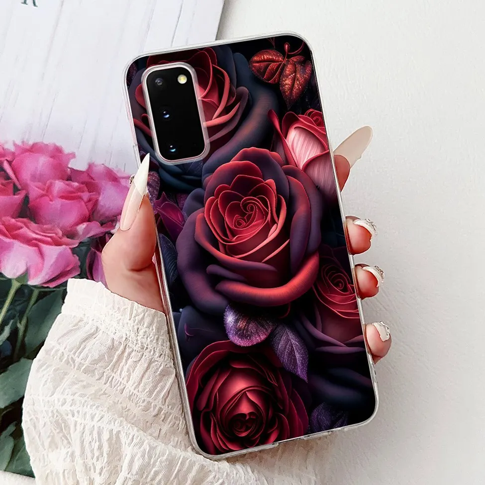 Clear Cute Cat and Fashion Flower Painted Phone Case Cover