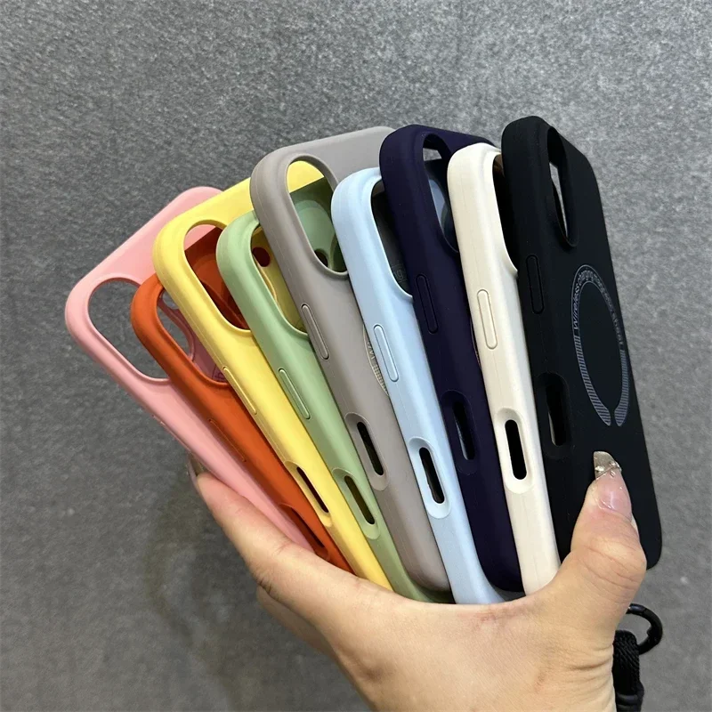 Liquid Silicone Magnetic Lanyard Phone Case with Bracelet - Soft Skin Feel Cover