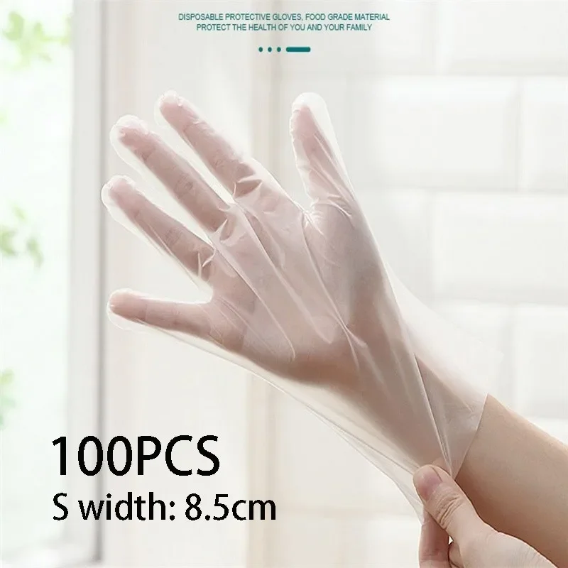 100 Pieces Of Transparent Vinyl TPE Gloves Latex-free Gloves For Laboratory Work TPE Gloves XL Suitable For Palm Width 100-115mm 3