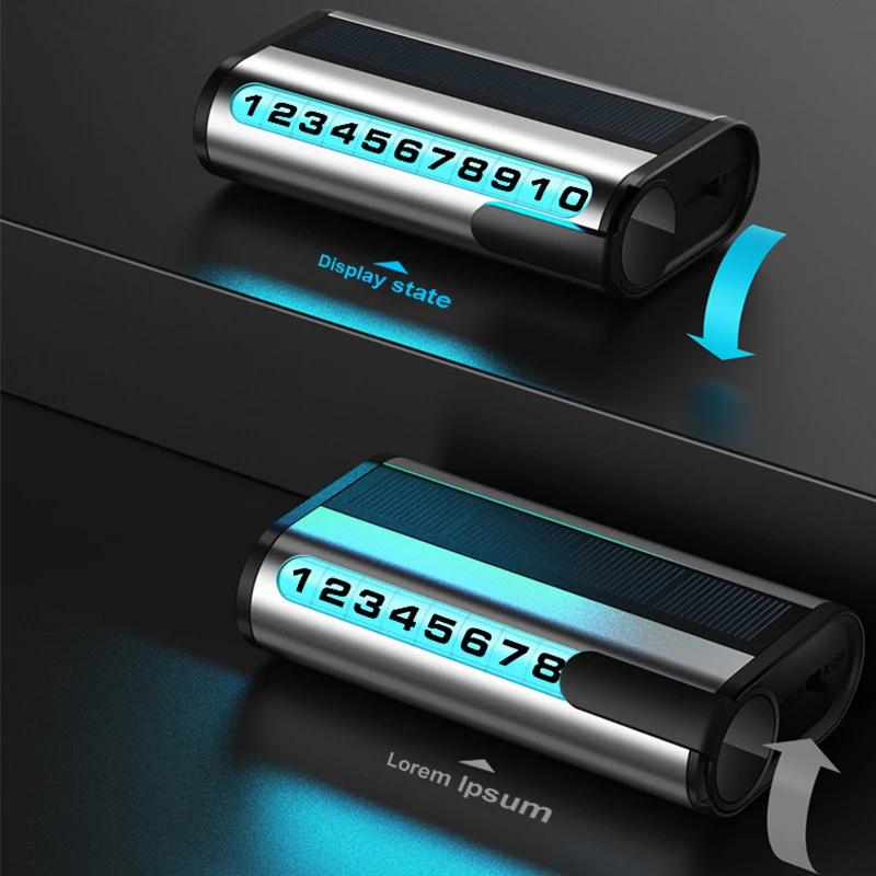 Solar Powered Aluminum Car Parking Number Plate