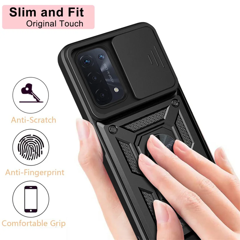 OPPO A74 A93 A54 5G 케이스 슬라이드 카메라 OPPO A 74 93 54 자기 링 홀더 커버 용 충격 방지 갑옷 전화 케이스를 보호합니다