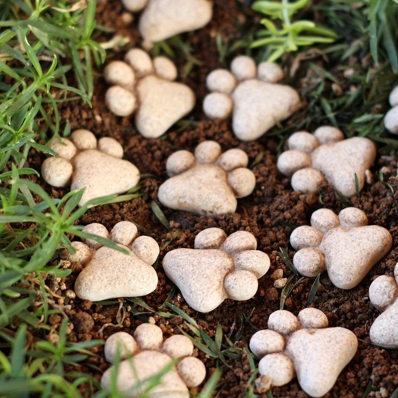20 Stück Katzenpfoten-förmige Garten-Trittplatten aus Harz, Dekorative Steine für Hof, Bonsai und Landschaftsgestaltung