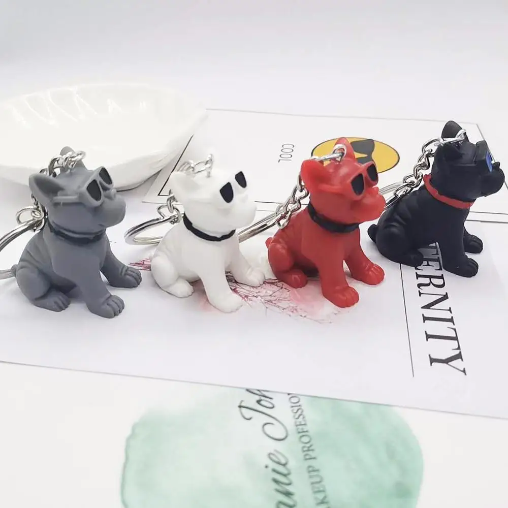 Black Cool Bulldog Keychain For Women Cute Dog Resin Keyring Girls Bag  Accessories Fashion Car Charm Keychain Wholesale 2022 New