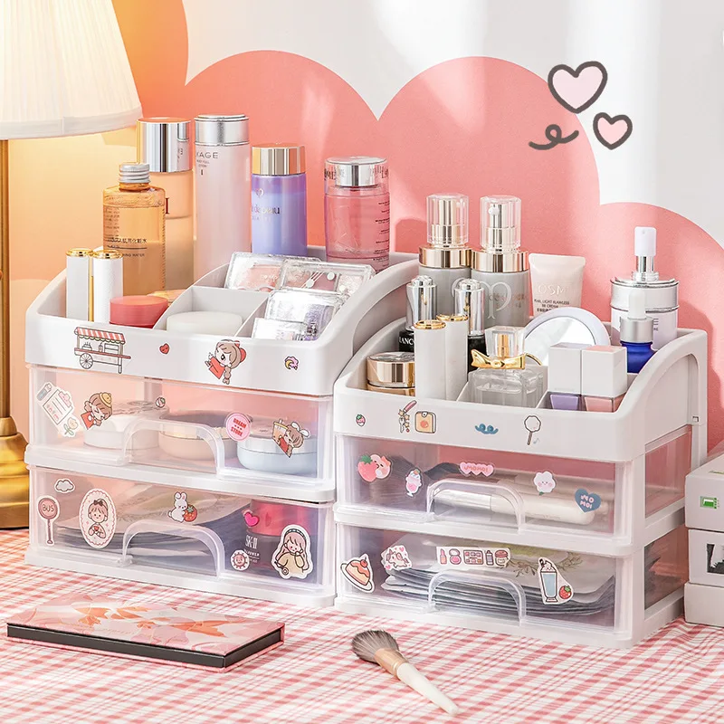 

Large Multi-layer Drawer Type Cosmetic Storage Box Makeup Desktop Sundries Organizer Box Student Dust-proof Stationery Rack