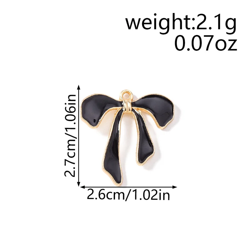 Leslie 10 Stück/Set Emaille Niedliche Bunte Schleifen-Herz-Anhänger für Ohrringe Liebesherz-Charms Anhänger DIY Schmuckherstellung – Detail 12