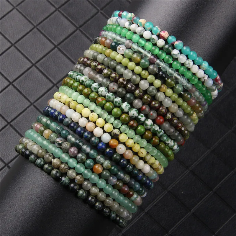 4mm Natural Stone Tiger's Eye Women's Bracelet Handmade Semi-precious Stone Ball Elastic Bracelet