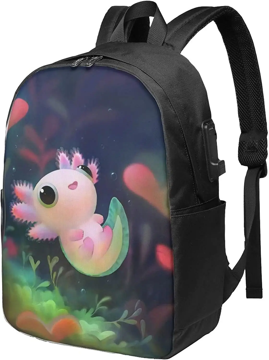 

Cute Axolotls Fish Backpacks Travel Laptop Backpack College BookBag for Men Women with USB Charging Port for Work Outdoor Sports