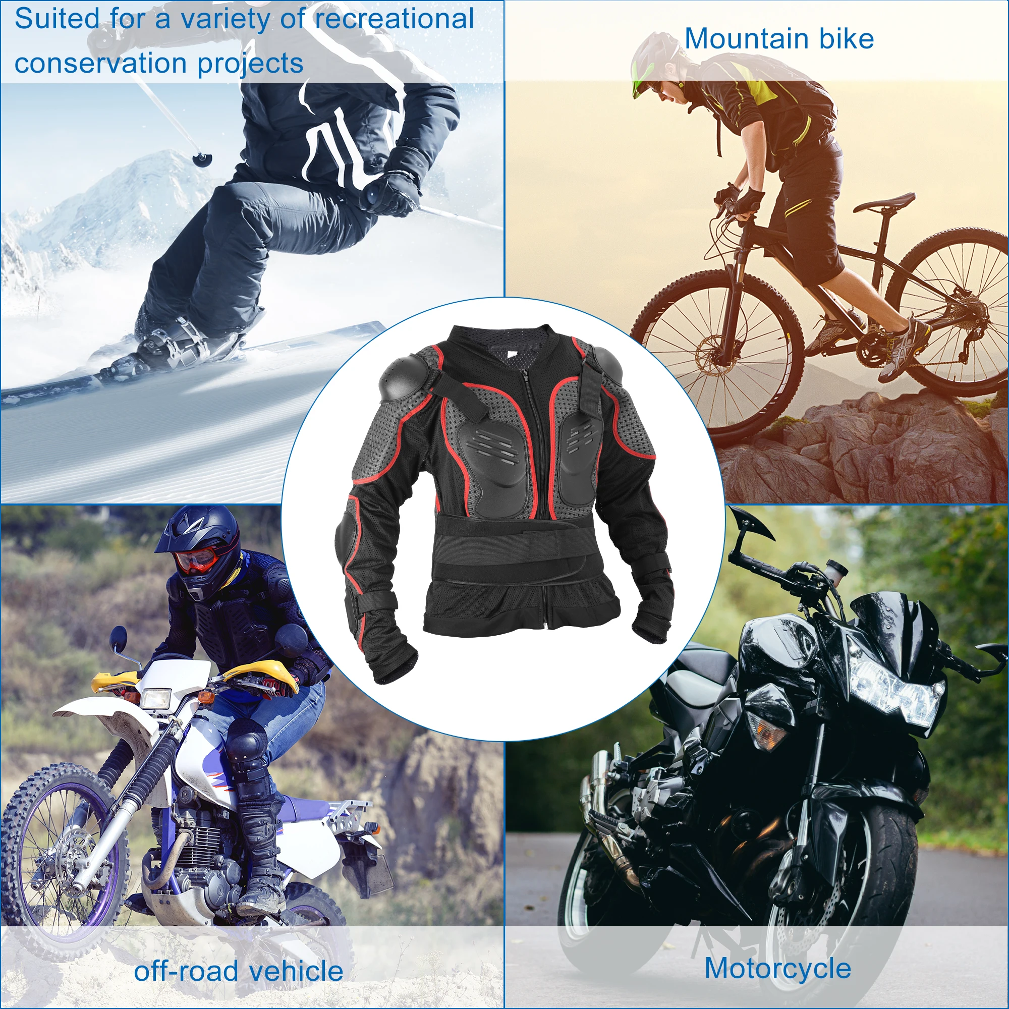 Motoforti L XL 2XL 3XL Dirt Bike Motorcycle Riding Protective Full Body Armor Thorax Back Backbone Protector Off-Road Cycling