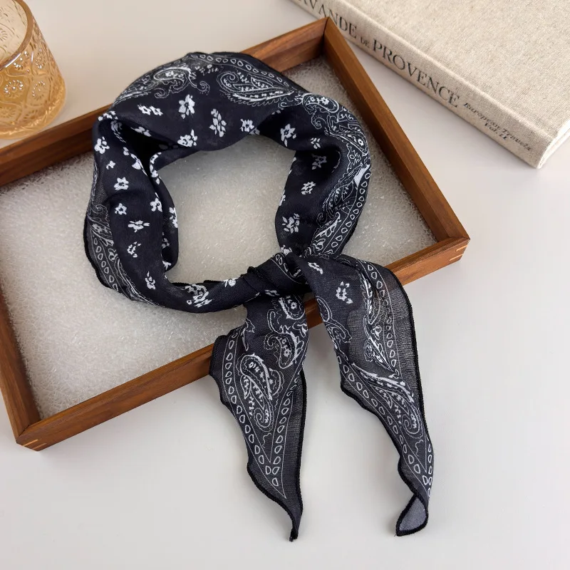 Retro klassischer roter Cashew-Muster-Diamant-Seidenschal für Damen, niedriger Pferdeschwanz, zum Binden, Stirnband, Schal, Kopfbedeckung, dreieckiger Halstuch – Detail 12