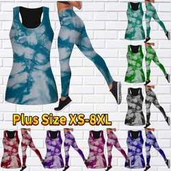 Fashion Women's Yoga Set Mist Print Tank Top and Tight Yoga Set Sportswear Women's Gym Set XS-8XL