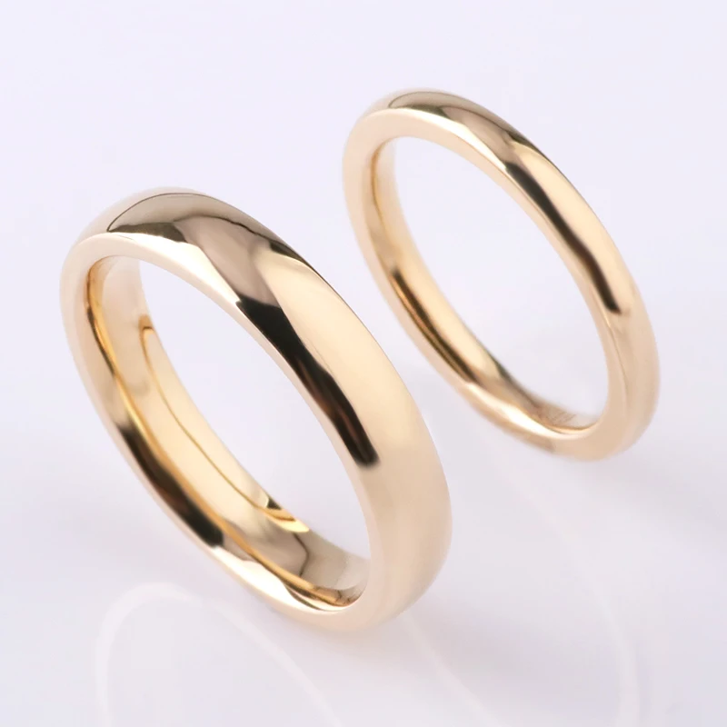 

Custom Wholesale Simple Design Plain Color Ring with AU750 Gold Wedding Engagement Couple Ring Set Bride Groom