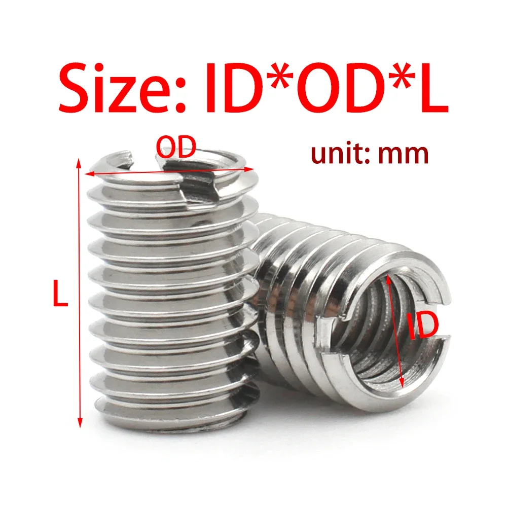 1/2/3/5/10pcs M2-M12 Stainless Steel Sotted Inside Outside Self Tapping Thread Insert Adapter Screw Nuts Sleeve Converter Nut self tapping screw nut