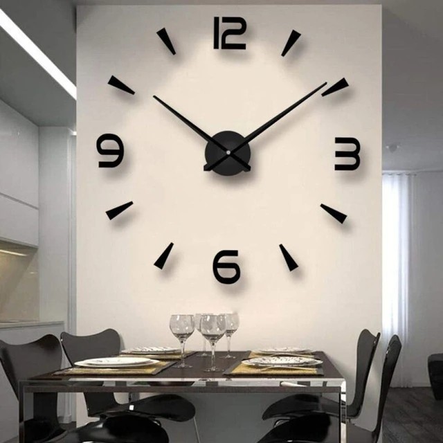 Reloj de pared redondo de aluminio decorativo moderno para sala de estar,  cocina, comedor, plata