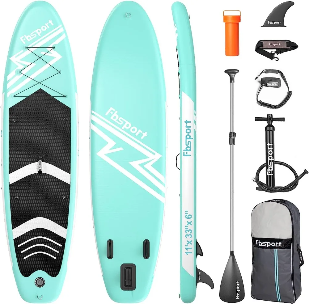 FBSPORT 11' Premium Stand Up Paddle Board, Yoga Board with Durable SUP Accessories & Carry Bag | Wide Stance, Surf Control