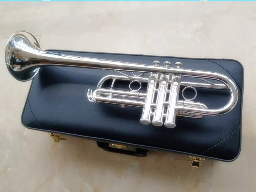 Silver Plated trumpet Drop C tone professional performance level Musical With case